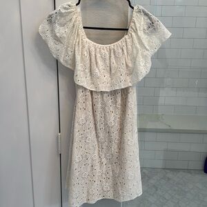 Pretty white lace off the sleeve dress